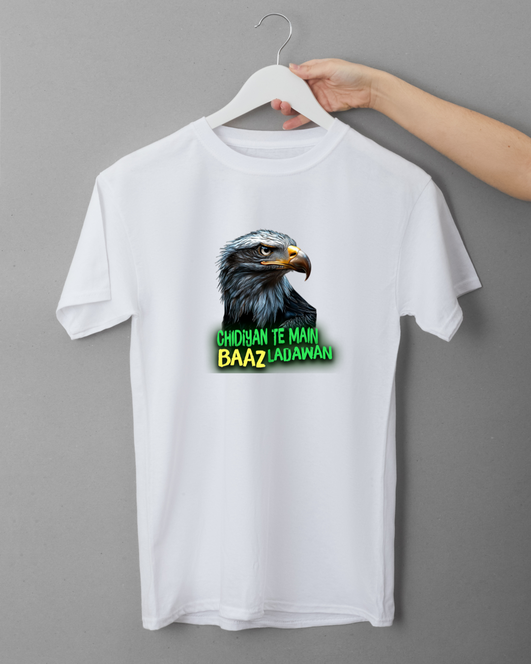 Chidiyan Te Main Baaz Design - Unisex Standard Crew T-Shirt White