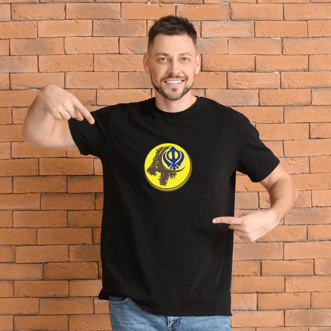 Sikh Lion Khanda Symbol T Shirt Sikhism khanda Humanism Lion Standard Crew T-Shirt